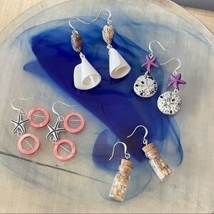 BUNDLE DEAL Handmade 4 Pair Earring—Set of 4 Pair 1.5-2.25” Beach Gifts Coastal